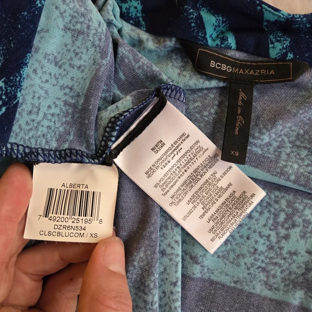 BCBG Alberta Ocean Blue & Turquoise Teal Wrap Dress - Picture 3 of 9